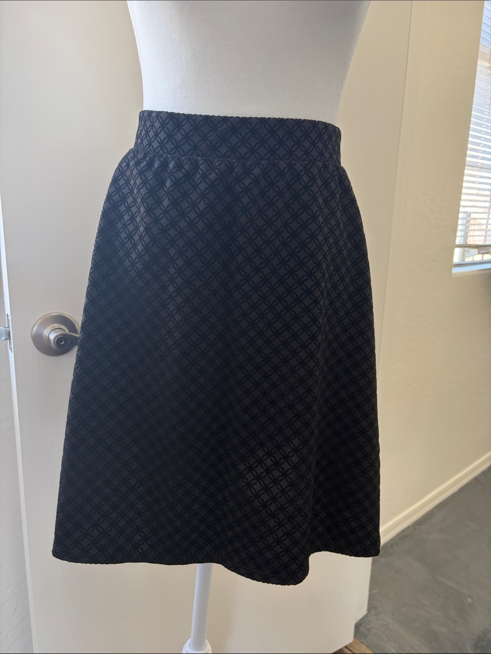 Joe Benbasset Black A-Line Skirt with Geometric Texture